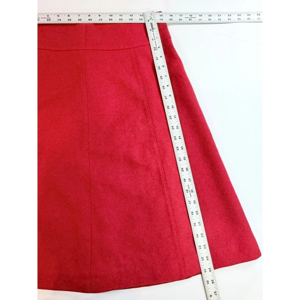 J.Crew Mini Skirt‎ Womens 6 Red Lambswool A-Line Seamed Lined Solid
